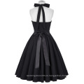 Grace Karin Retro Vintage Sweetheart Backless Halter Nylon-Algodón Black Party Picnic vestido CL008950-1